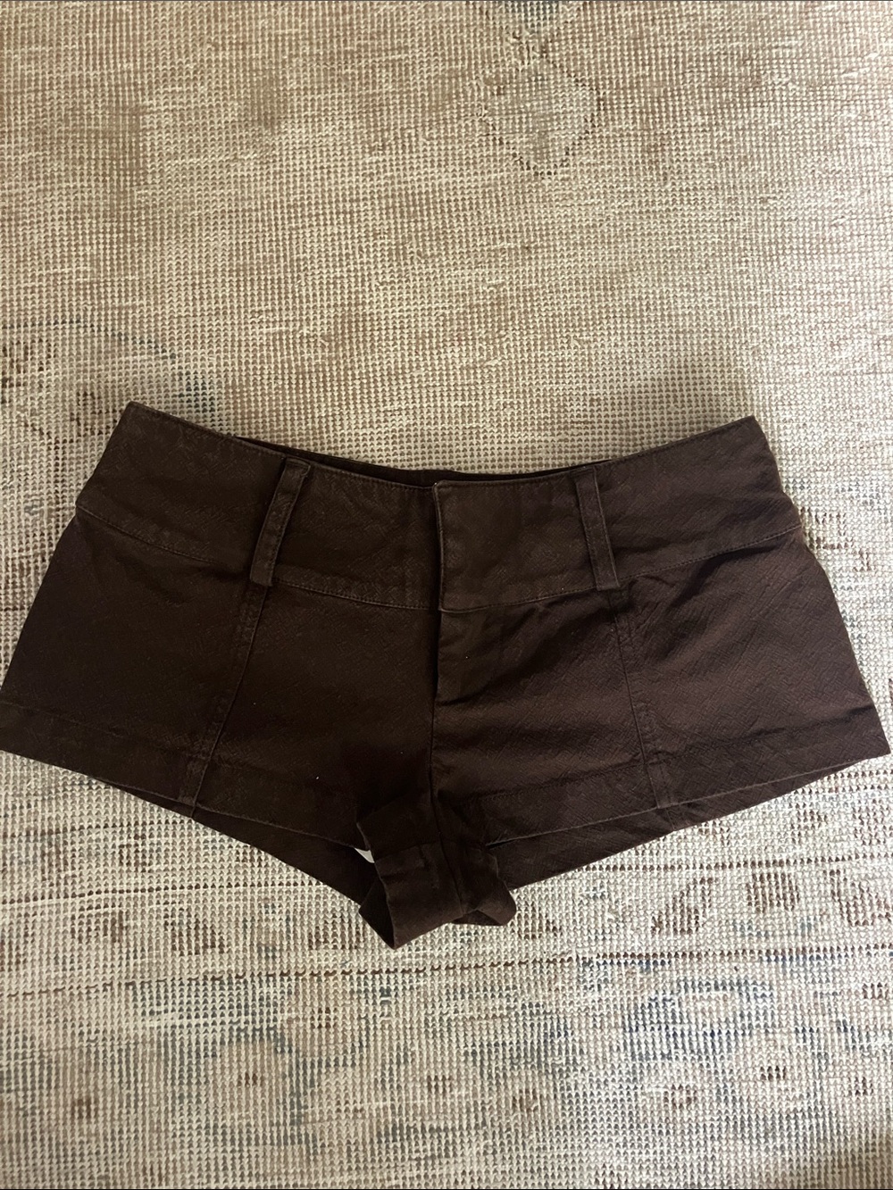 Free People Dark Brown High Waist Cotton Shorts